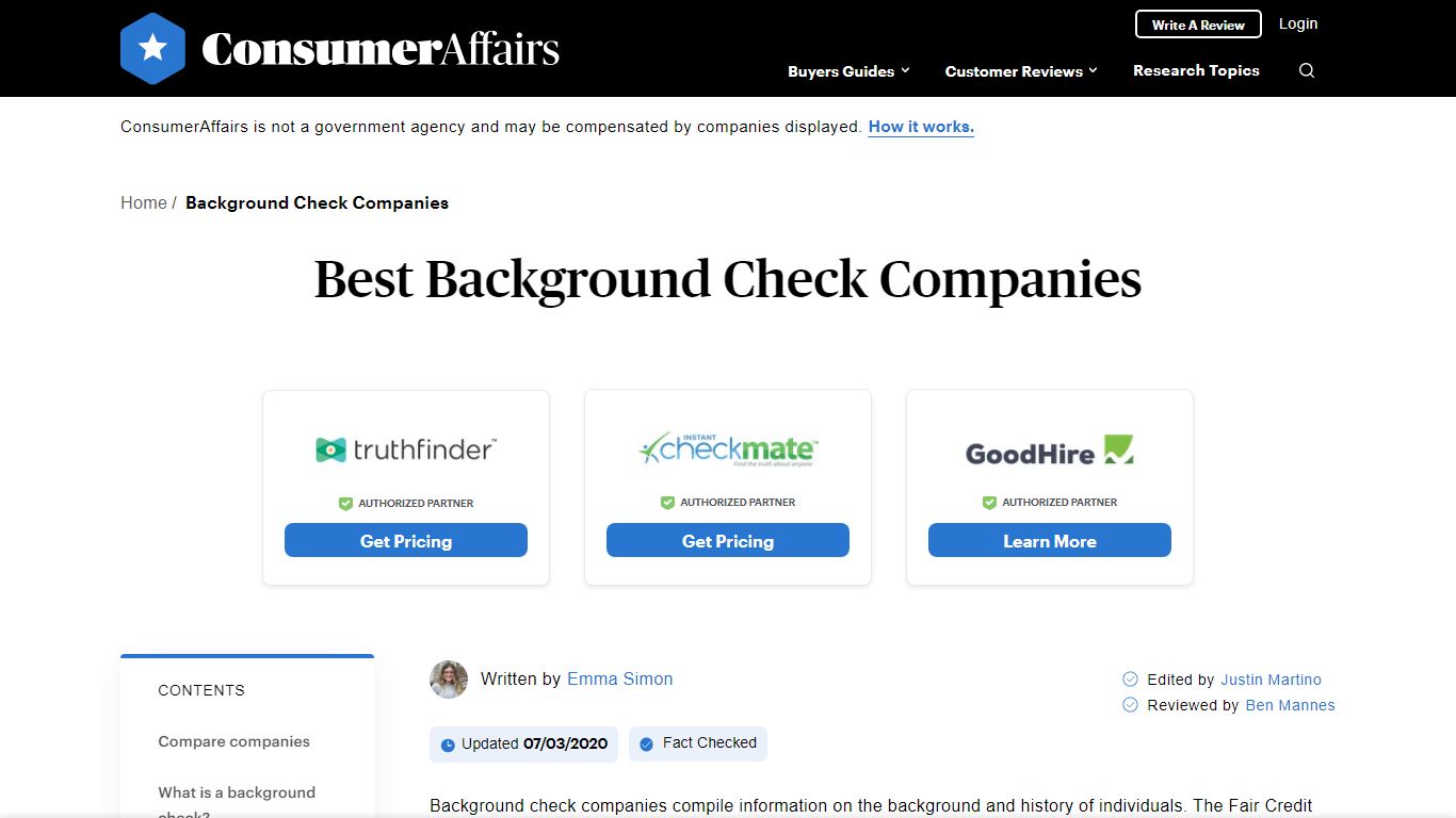Best Background Check Companies of 2022 | ConsumerAffairs
